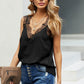 Camisole European and American Stitching Casual Pure Color Lace