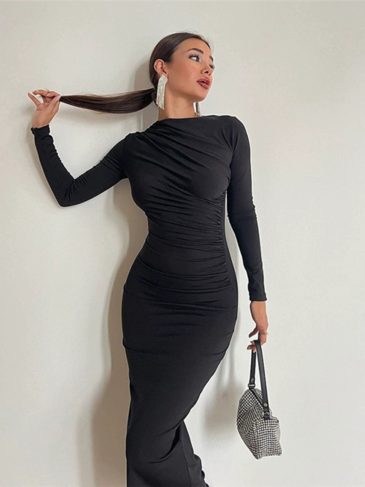 Silm Mature Elegant Slimming Midi Dress