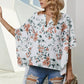 Summer Chiffon Shirt Loose Fashion V Neck Hem Short Sleeve