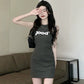 Sleeveless Cami Hip Skirt American Sweet and Spicy T-shirt Short Dress