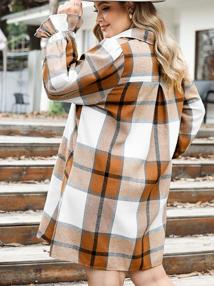 Plus Size Plaid Shirt-Dress