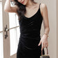 Black Velvet French Retro Underwear Sling Dress