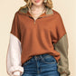 Fall 2024 New Arrival Colored Pullover Sweatshirt Women Fashion Loose Easiest for Match Casual Half Open V-neck Long Sleeve Top Women