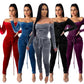 Sleeves Slash Neck Long Rompers Sexy Party Jumpsuits 202