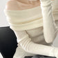 Off-Shoulder off-Neck Slim Fit Inner Wear Long Sleeve Sweater