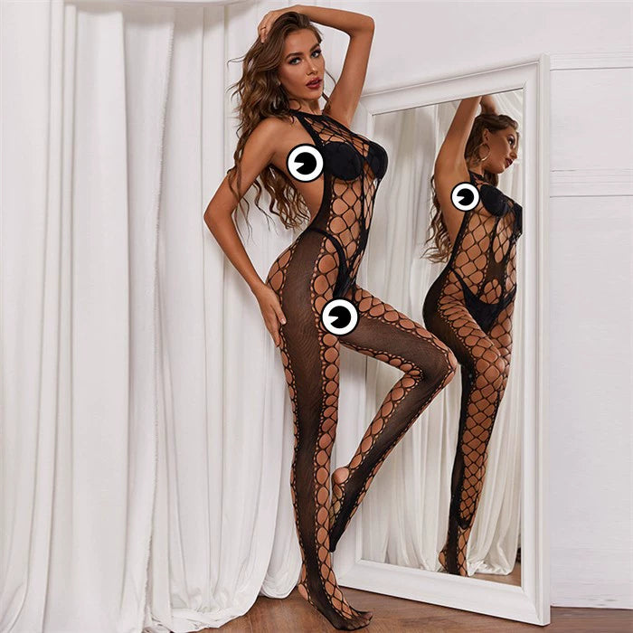 Fashion Jumpsuit Mesh Stockings Female Sexy Bodysuit Tights Stockings Man