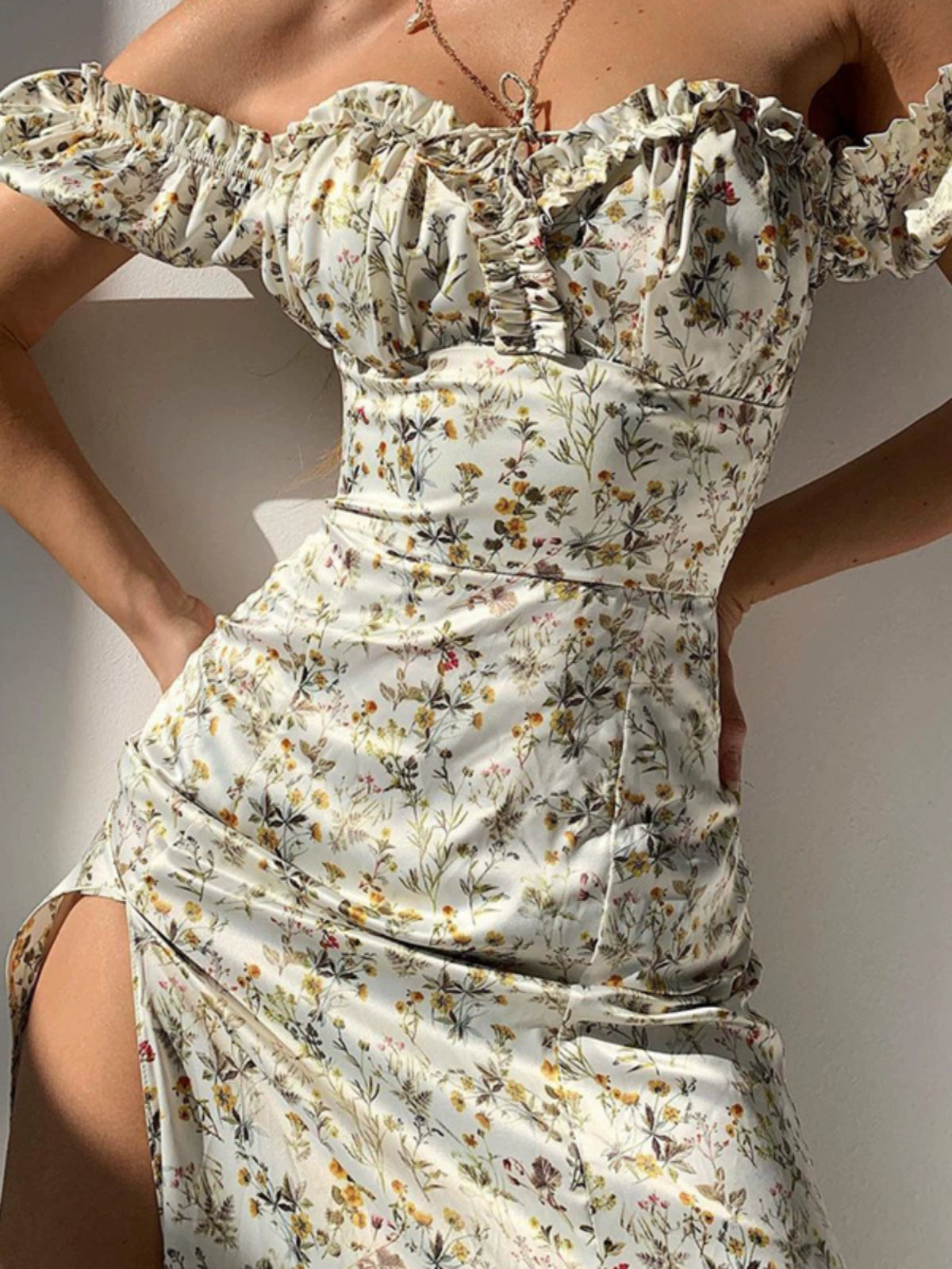 Split Sexy Gown Floral Dress