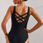 Summer New Arrival Gradient Color Swimsuit Beach Vacation Conservative with Chest Pad U-Neck Cross Strap One-Piece Swimsuit