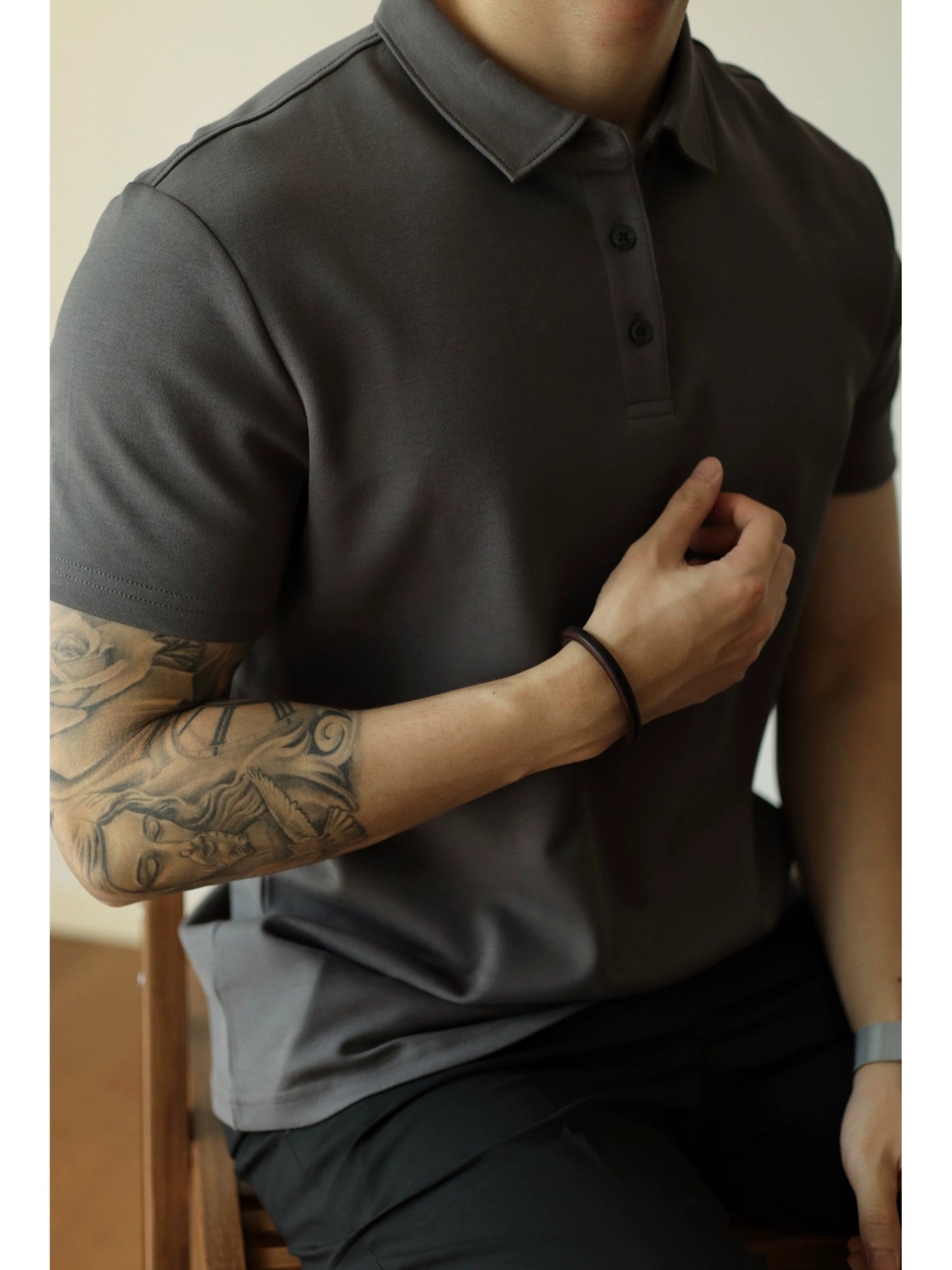 Yuxian Pure Color Business Short-Sleeved Polo Shirt