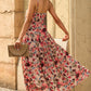 2024 Summer New Sexy Sling Dress Women's Fashion Vacation Style Stylish Floral Print Pullover Long Dress Women