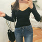 Women's Long-Sleeved V-neck Craftily-Designed Top