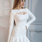 White Long-Sleeved Fishtail Hem Bandage Dress