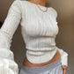 Striped Fabric Long-Sleeve Bottomed Top Stripes Fabric Long Sleeve Bottoming Top