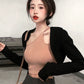 Pure Desire Wind Black Autumn Hot Girl Top Knitted Cardigan