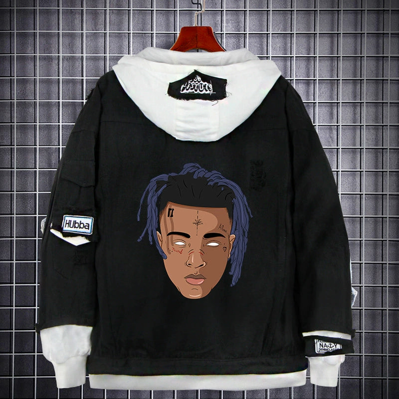 American Hip Hop Rapper XXXTentacion Fashion Trendy Men's Women's Hoodie Denim Sweater Coat Clothes