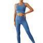 Fashion New Solid Color Yoga Two-Piece Set Women Can Wear outside Stretch Tight Belly Trimming Hip Lifting Sport Suit 261322