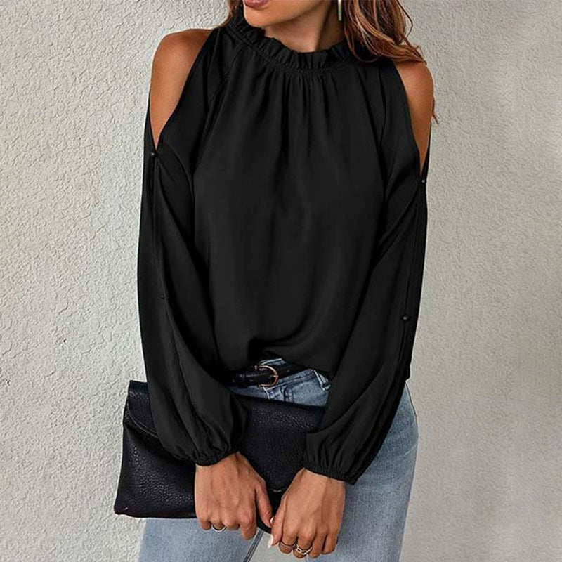 Off-the-Shoulder Long Sleeves Fashion Style Trendy Thin Pullover