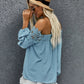 Off-the-Shoulder off-Neck Long Sleeve Loose Top Lace Shirt