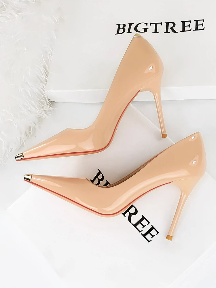 Sexy Slimming Glossy Metal Super High Heels