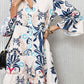 Loose Slim Fit Print Single Row Multi-Buckle Knee Length Dress