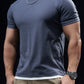 Men's Summer American Style Fake Two Pieces Short Sleeve Sports Workout Elastic T-shirt Trendy Solid Color Casual Breathable Half Sleeve