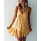 Women Ruffle Sexy Party Sundress Cotton Linen Open Back Female Dress