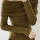 Off-Shoulder off-Neck Slim Fit Inner Wear Long Sleeve Sweater