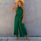 Solid Color Fashion Style Belt Casual Jumpsuit Halter