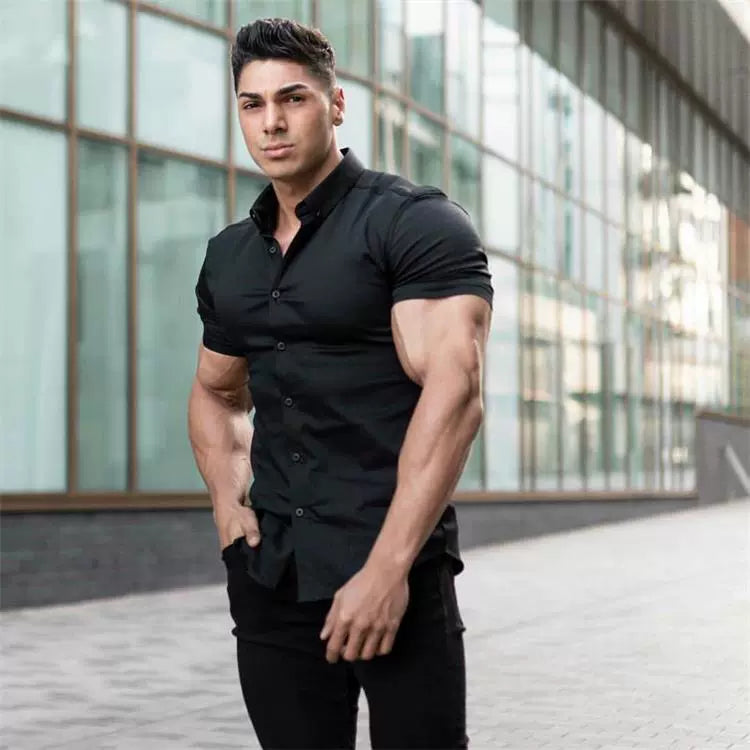 Trendy Muscle Men's Short Sleeve Fitness Elastic Bottoming Shirt