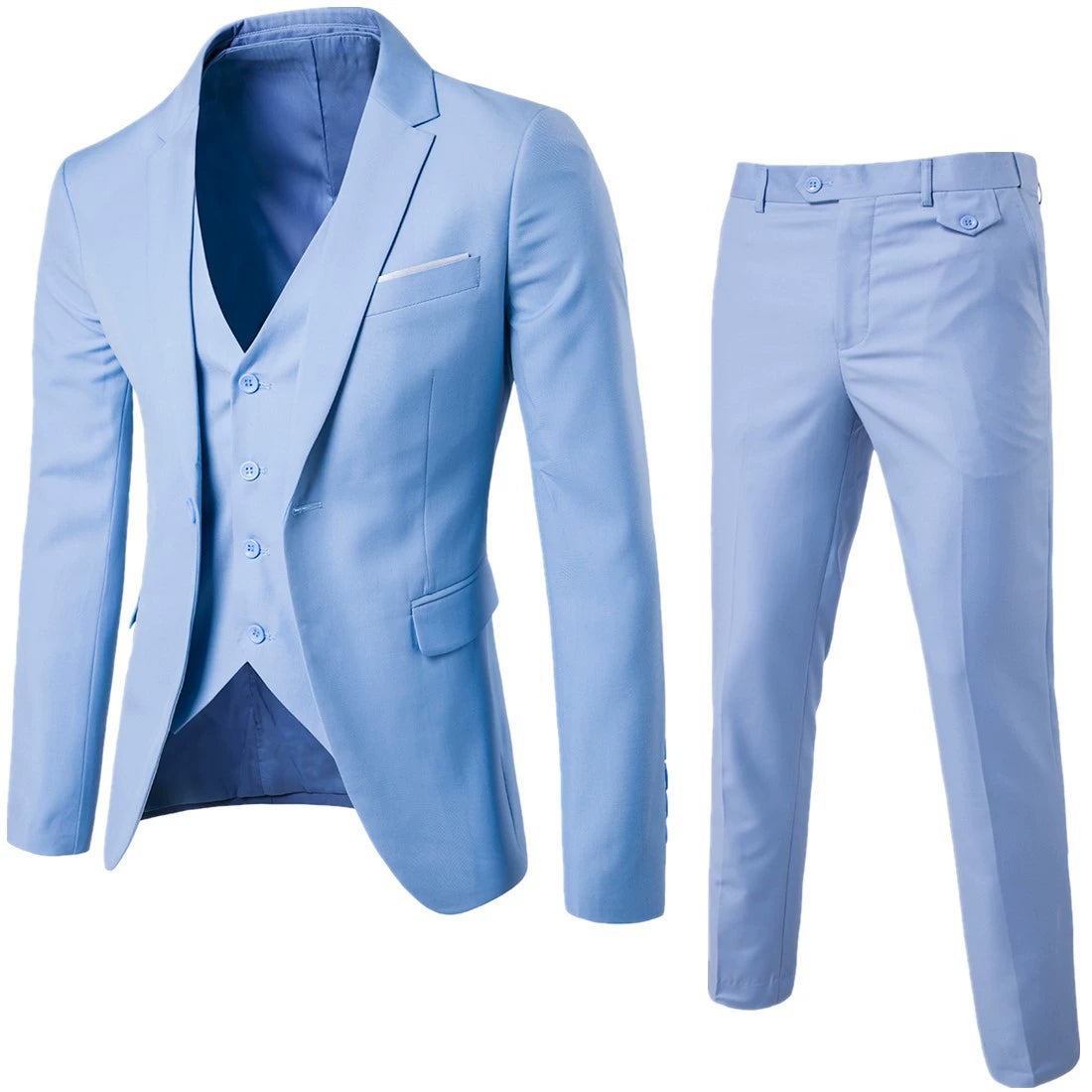 Suit MEN'S Three Piece Suit Casual Solid Color Small Suit