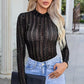 European and American Sexy Mesh Thin Long Sleeves Jumpsuit Women