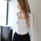 Long Sleeve Knitted Ins Cotton Button Inner Wear Blouse T-shirt