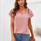 T-shirt V-neck Fashion Pure Color Casual Loose Top Short Sleeve