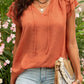 Loose V-neck Casual Pure Color Pullover Short Sleeve Tops