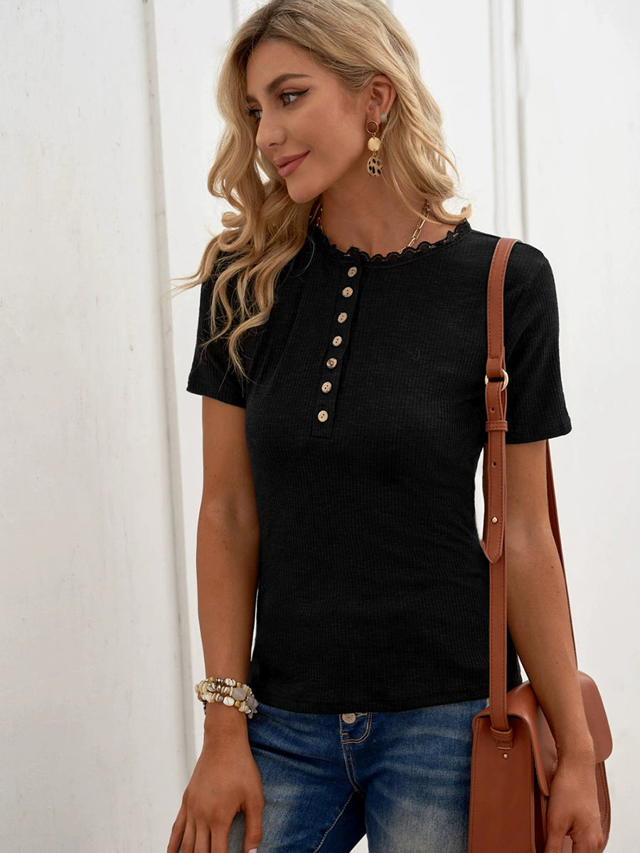 Fashion Silm Thin Casual round Neck Short Sleeves T-shirt