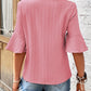 Pure Color Half Sleeve Texture Fabric Casual Pullover