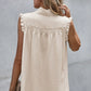 Fashion Turtleneck Buttons Ruffled Casual Sleeveless Vest