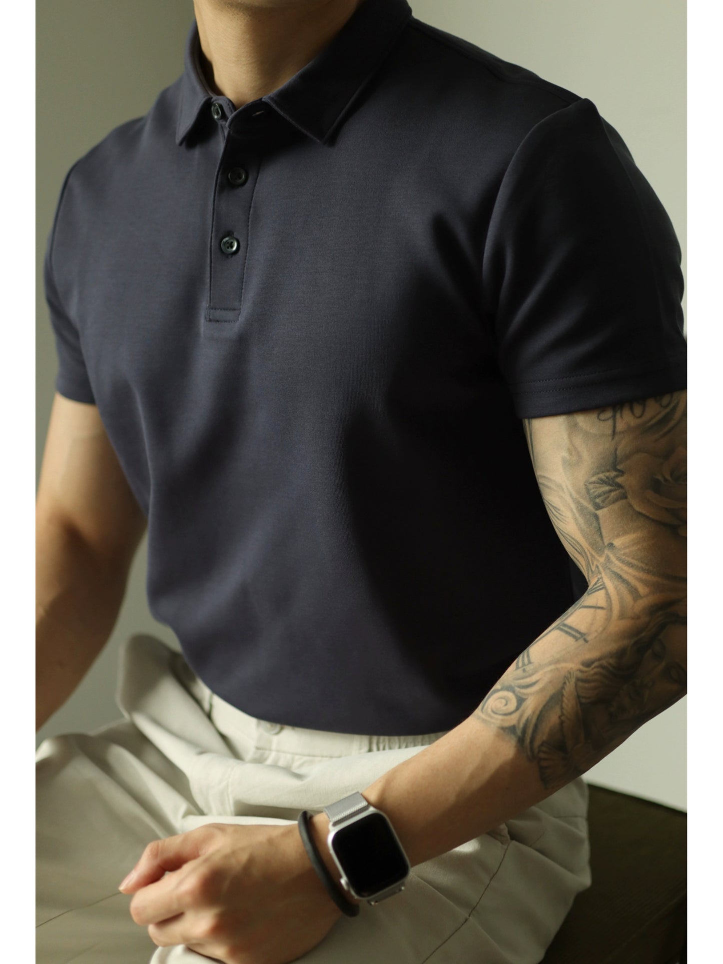 Yuxian Pure Color Business Short-Sleeved Polo Shirt