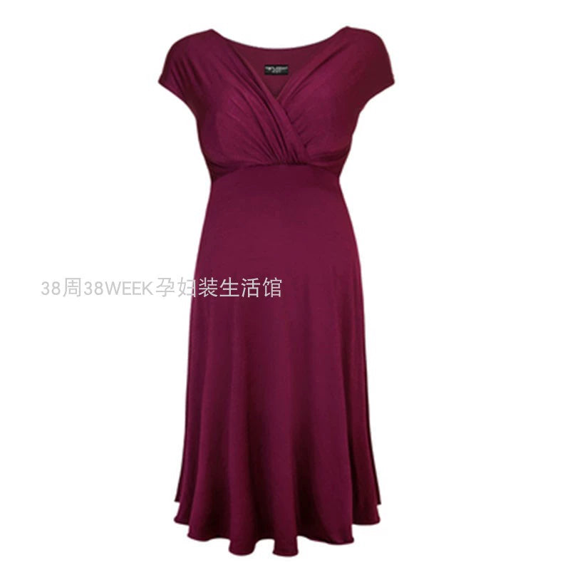 Maternity Dress Dress Summer New V-neck Sexy Fashion Mid-Length French Red Dress Classy Temperament Dress