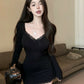 Women's Wear Stylish Long Sleeve Dress Lace Trim