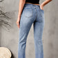 Pure Color Washed Denim Women Fashion Idle Style Loose Cool Casual High Waist Straight-Leg Pants Women