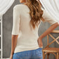 Fashion Breathable V Neck Pullover Base Top T-Shirt with Mid-Sleeves