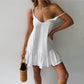 Women Ruffle Sexy Party Sundress Cotton Linen Open Back Female Dress