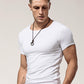 Men's Pure Black White Tight Base Shirt Short-Sleeved T-shirt