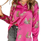 Long Sleeves Fashion Satin Stylish Animal Print Shirt