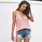 Fashion Summer Solid Color Camisole Top Amazon Women's Casual Loose V Neck Vest Bottoming Shirt 256517