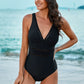 Fashion Seaside Vacation Triangle One-Piece Swimsuit Amazon New Deep V-neck Strap Open Back Conservative Cover Belly Swimsuit