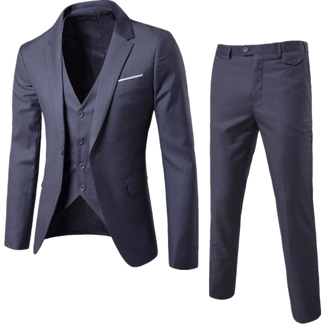 Suit MEN'S Three Piece Suit Casual Solid Color Small Suit