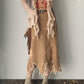 Vintage Brown Asymmetrical Mid Length Long Length Skirt