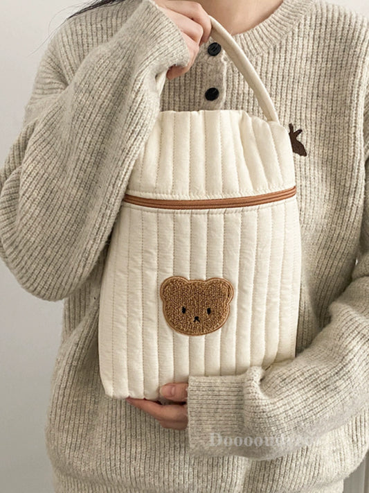 INS Cute Hand-Quilted Bear Hand Bag